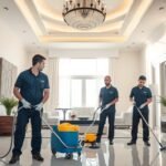 فريق شركة آفاق الحياة للتنظيف يقوم بتنظيف فيلا فاخرة في الإمارات